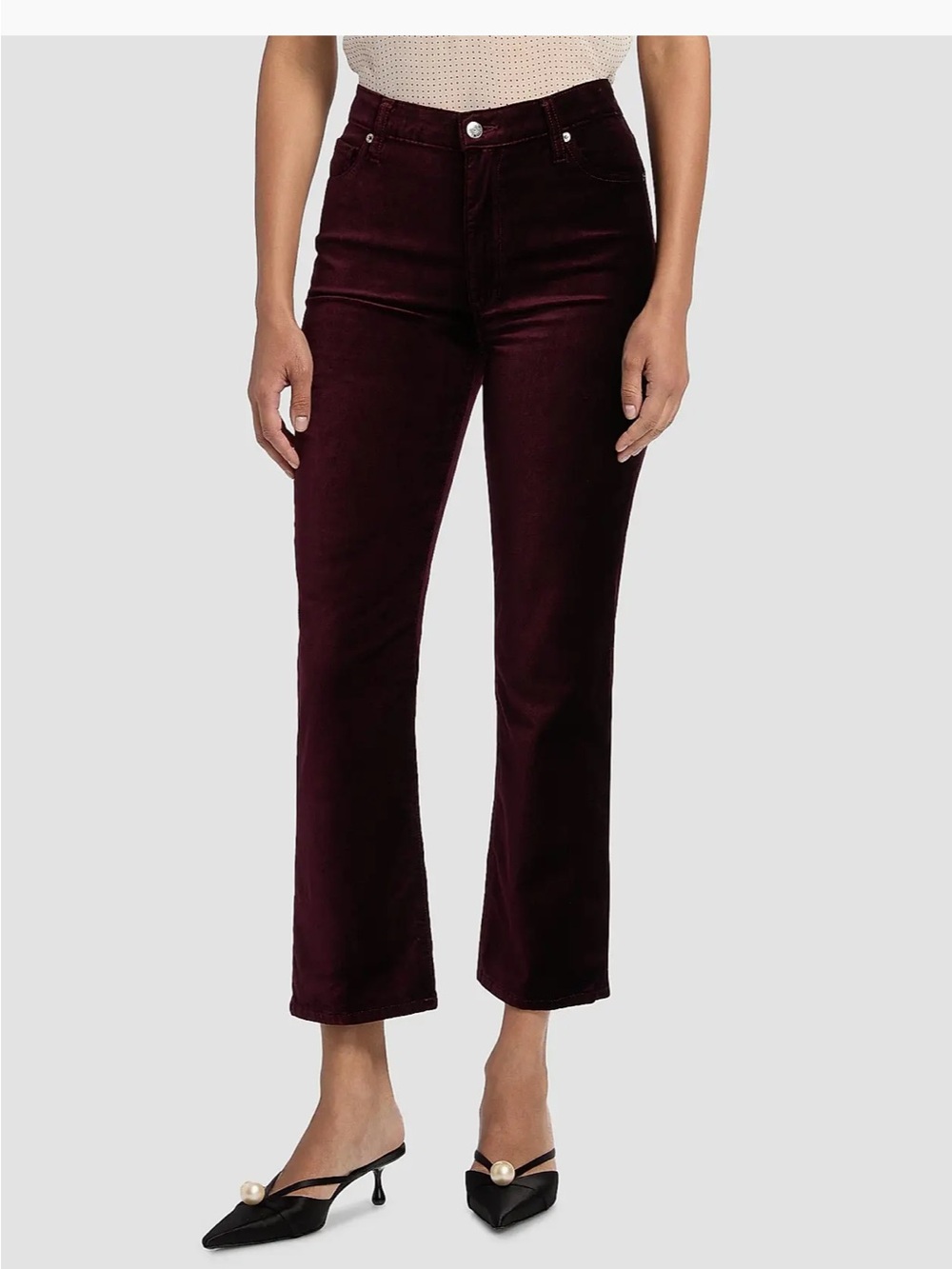 Frame Denim Le Sleek Straight Velvet Pants in Burgundy